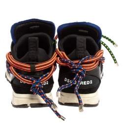 Dsquared2 Black Fabric And Suede Leather Bungy Jump Lace Up Sneakers Size 42