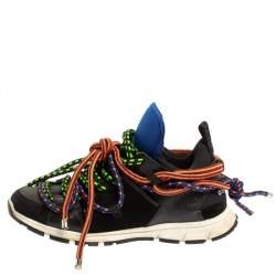 Dsquared2 Black Fabric And Suede Leather Bungy Jump Lace Up Sneakers Size 42