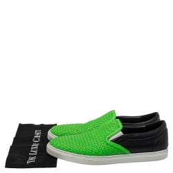 Dsquared2 Green/Black Woven Leather Slip On Sneakers Size 44