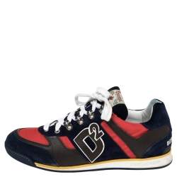 DSquared2 Multicolor Leather And Suede Winner Lace Up Sneakers Size 41