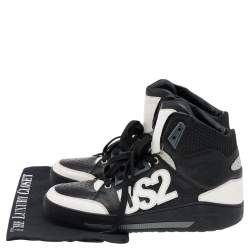 Dsquared2 Black/White Leather High Top Sneakers Size 41
