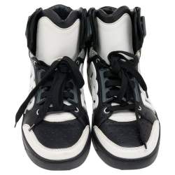 Dsquared2 Black/White Leather High Top Sneakers Size 41