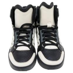 Dsquared2 Black/White Leather High Top Sneakers Size 42