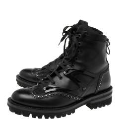 Pre Owned Dsqaured2 Black Leather Woody Ankle Boots Size 40