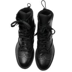 Pre Owned Dsqaured2 Black Leather Woody Ankle Boots Size 40