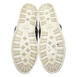 Pre Owned Dsqaured2 Black/White Leather And Patent Leather Chain Embellished High Top Sneakers Size 43