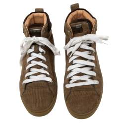 Dsquared2 Brown Canvas And Suede High Top Sneakers  Size 42
