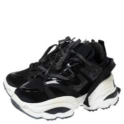 Dsqaured2 Black Fabric And Suede Lace Up Chunky  Sneakers Size 44 