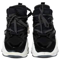 Dsqaured2 Black Fabric And Suede Lace Up Chunky  Sneakers Size 44 