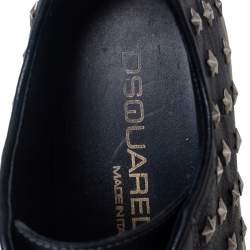 Dsquared2 Black Leather Star Embellished Low Top Sneakers Size 41