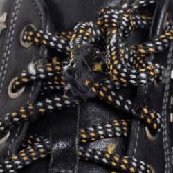 Dsquared2 Black Leather Star Embellished Low Top Sneakers Size 41