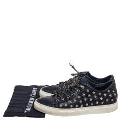Dsquared2 Black Leather Star Embellished Low Top Sneakers Size 41