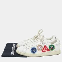 Dsquared2 White Leather Embroidered Patch Work Lace Up Sneakers Size 42