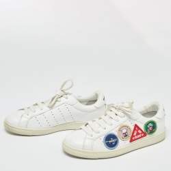 Dsquared2 White Leather Embroidered Patch Work Lace Up Sneakers Size 42