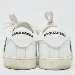 Dsquared2 White Leather Embroidered Patch Work Lace Up Sneakers Size 42