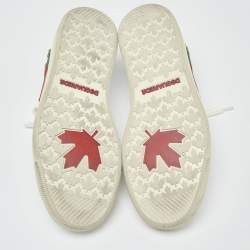 Dsquared2 White Leather Embroidered Patch Work Lace Up Sneakers Size 42