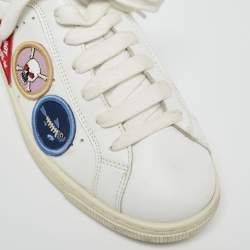 Dsquared2 White Leather Embroidered Patch Work Lace Up Sneakers Size 42