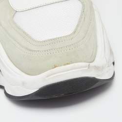 Dsqaured2 White/Grey Fabric And Suede Lace Up Chunky  Sneakers Size 42 