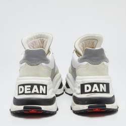 Dsqaured2 White/Grey Fabric And Suede Lace Up Chunky  Sneakers Size 42 