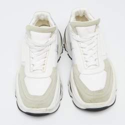 Dsqaured2 White/Grey Fabric And Suede Lace Up Chunky  Sneakers Size 42 