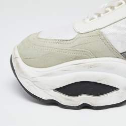 Dsqaured2 White/Grey Fabric And Suede Lace Up Chunky  Sneakers Size 42 