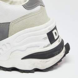 Dsqaured2 White/Grey Fabric And Suede Lace Up Chunky  Sneakers Size 42 