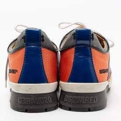 Dsquared2 Orange Leather And Mesh Striped Low Top Sneakers Size 42