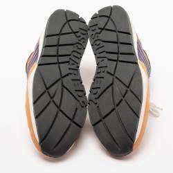 Dsquared2 Orange Leather And Mesh Striped Low Top Sneakers Size 42