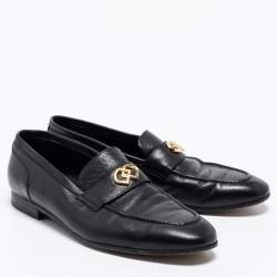 Dsquared2 Black Leather Slip On Loafers Size 41.5