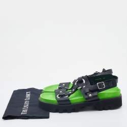 Dsquared2 Black Leather Flat Sandals Size 43