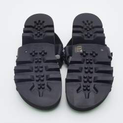 Dsquared2 Black Leather Flat Sandals Size 43