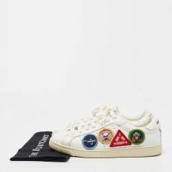 Dsquared2 White Leather Embroidered Patch Work Lace Up Sneakers Size 42