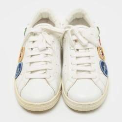 Dsquared2 White Leather Embroidered Patch Work Lace Up Sneakers Size 42