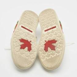 Dsquared2 White Leather Embroidered Patch Work Lace Up Sneakers Size 42