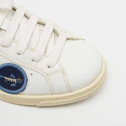Dsquared2 White Leather Embroidered Patch Work Lace Up Sneakers Size 42