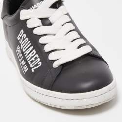 Dsquared2 Black Leather Low Top Sneakers Size 43