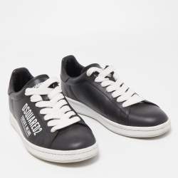 Dsquared2 Black Leather Low Top Sneakers Size 43