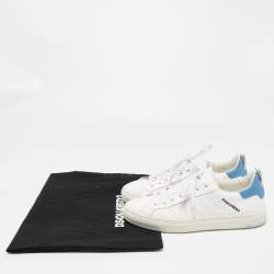 Dsquared2 White/Blue Perforated Leather Low Top Sneakers Size 41