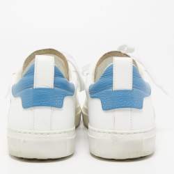 Dsquared2 White/Blue Perforated Leather Low Top Sneakers Size 41
