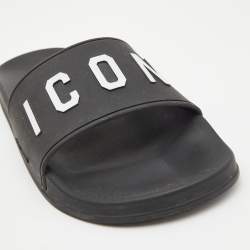 Dsquared2 Black Rubber Icon Flat Slides Size 42
