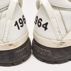 Dsquared2 White/Grey Leather and Suede Low Top Sneakers Size 42