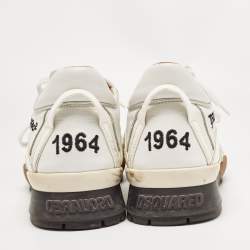 Dsquared2 White/Grey Leather and Suede Low Top Sneakers Size 42