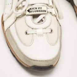 Dsquared2 White/Grey Leather and Suede Low Top Sneakers Size 42