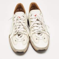 Dsquared2 White/Grey Leather and Suede Low Top Sneakers Size 42