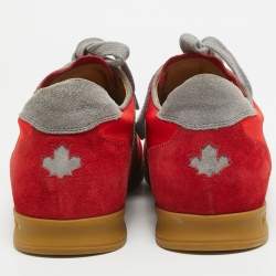 Dsquared2 Red/Grey Suede and Canvas Low Top Sneakers Size 41