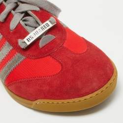 Dsquared2 Red/Grey Suede and Canvas Low Top Sneakers Size 41