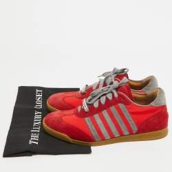 Dsquared2 Red/Grey Suede and Canvas Low Top Sneakers Size 41