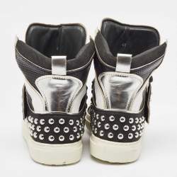 Dsquared2 Black/Silver Leather Studded High Top Sneakers Size 41