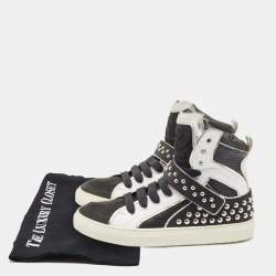 Dsquared2 Black/Silver Leather Studded High Top Sneakers Size 41