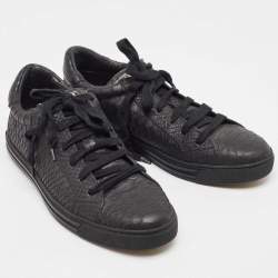 Dsquared2 Black Embossed Python Low Top Sneakers Size 41
